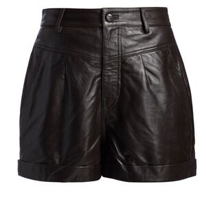 Women's Black Leather Shorts